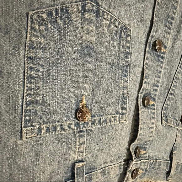 Vintage St. John’s Bay 90’s Denim Button-Front Skirt High Rise Light Wash SZ 27” - Picture 4 of 9